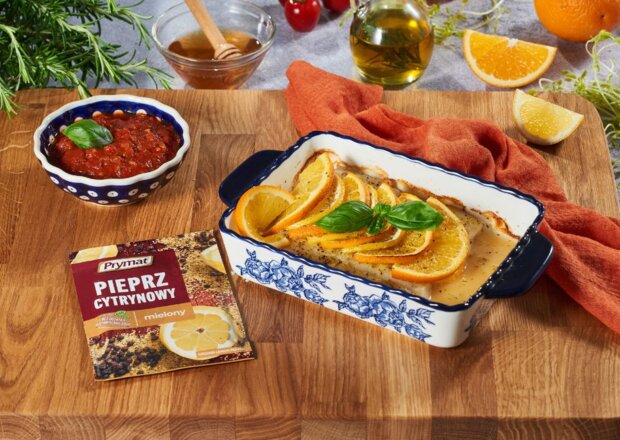 Fotografia przedstawiająca Halibut pieczony z cytrusami, DS XXIV, odc. 5