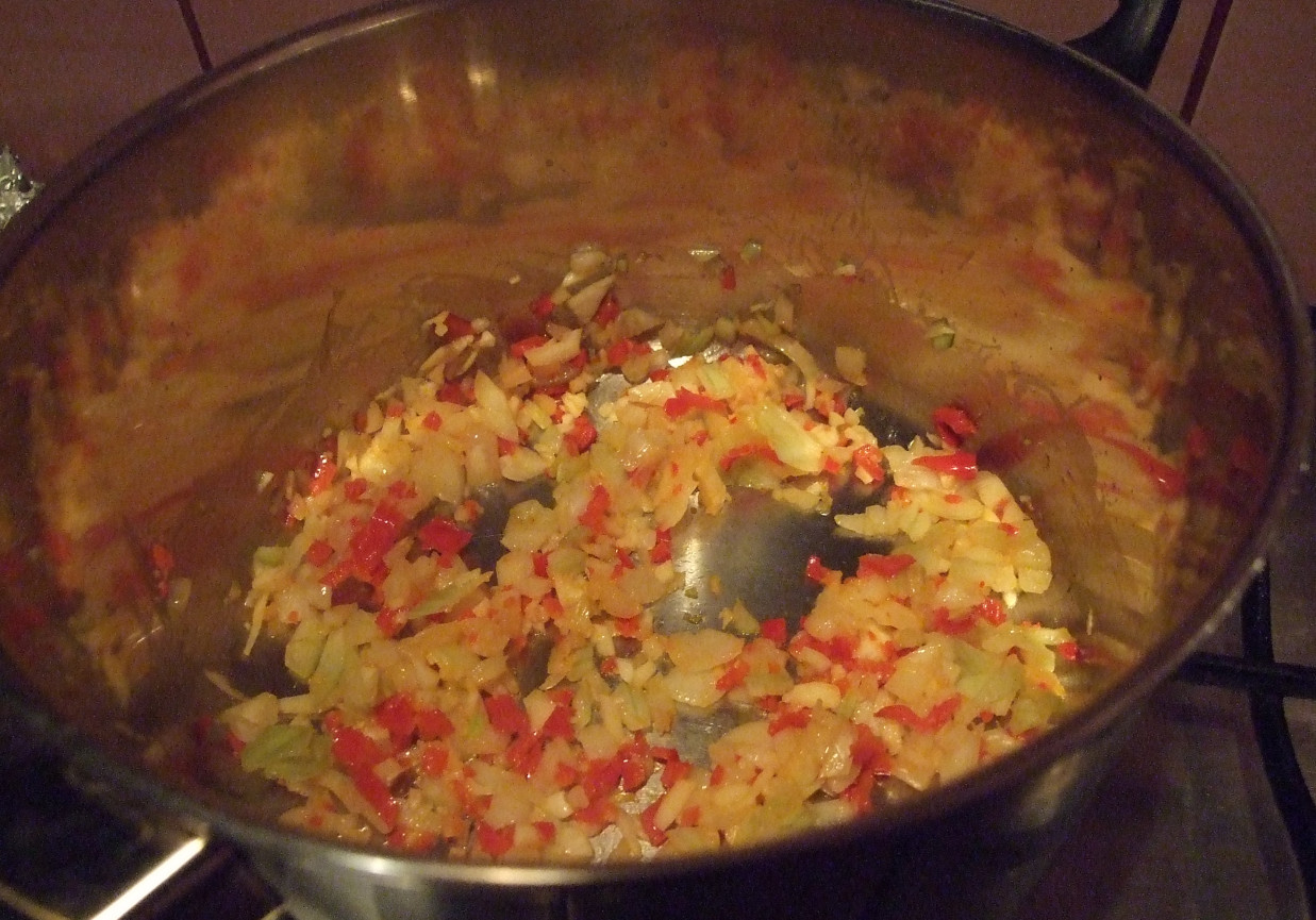 Orientalna zupa z grillowaną wołowiną foto