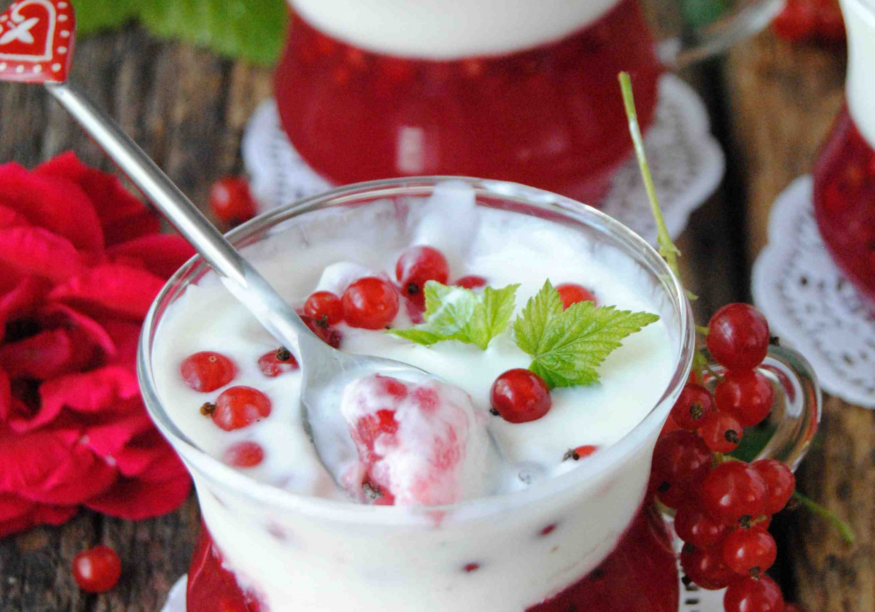 Orzeźwiający porzeczkowo – jogurtowy deser  foto