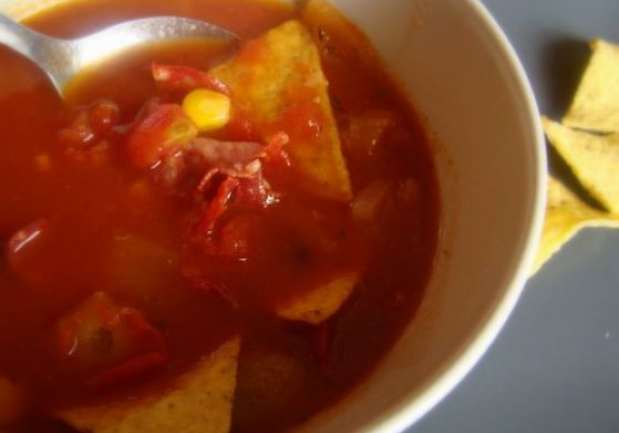 Ostra hiszpańska zupa z chorizo foto