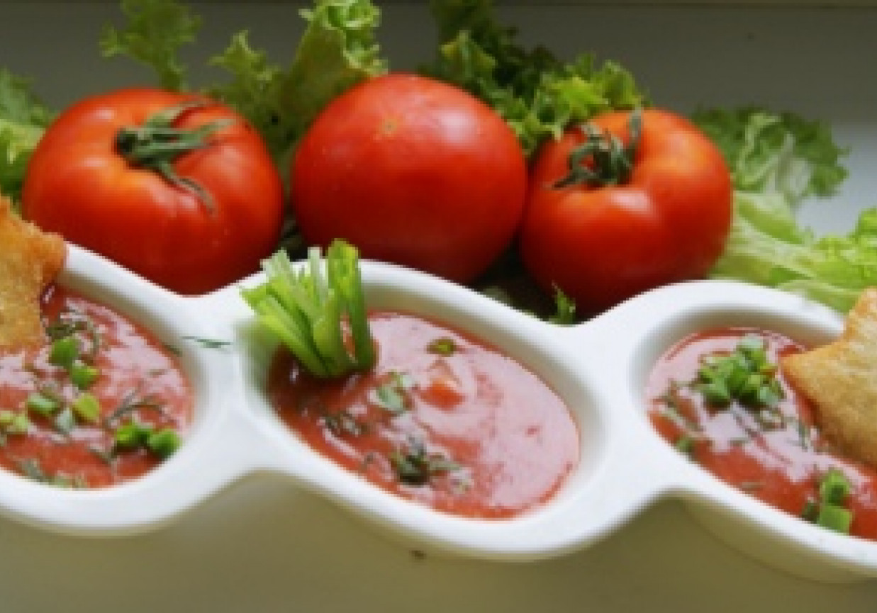Ostry mus pomidorowy z grzankami foto
