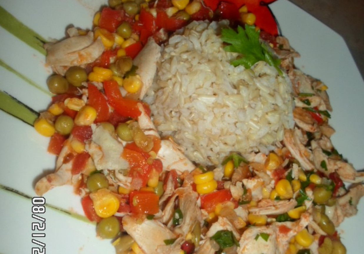 Paella po polsku z mięsa po rosole foto