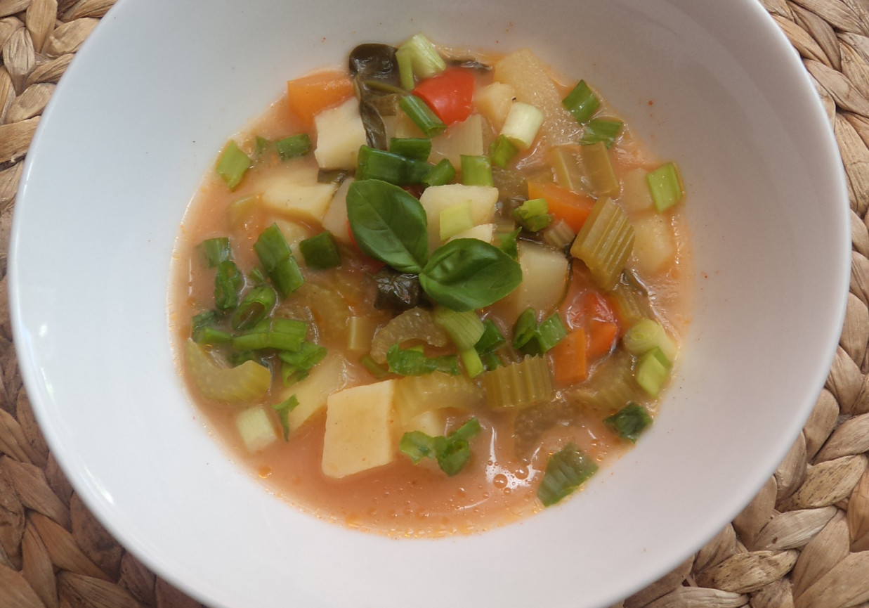 Paprykowo-selerowa zupa -zaserwowana z cebulką zieloną :) foto