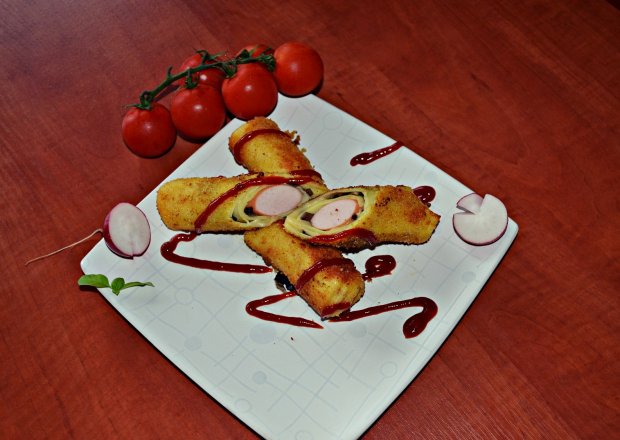 Fotografia przedstawiająca Parówkowe krokiety z pieczarkami i serem