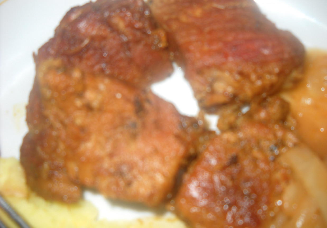Pieczone mięso z szynki foto