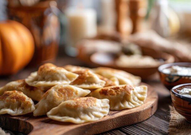 Fotografia przedstawiająca Pierogi a'la ruskie z dynią