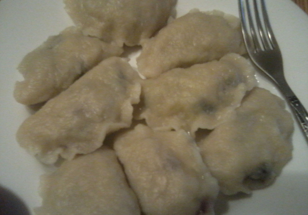 pierogi z mrożonymi jagodami foto