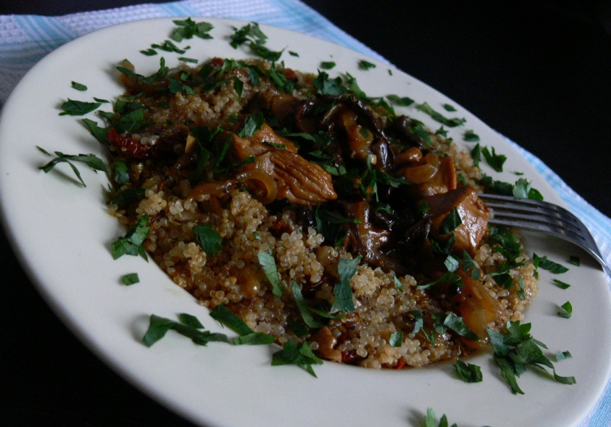 Pierś z indyka w sosie grzybowo- szafranowym z quinoa foto
