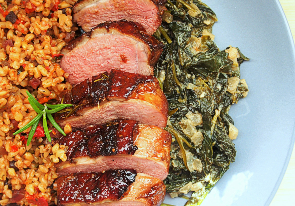 Pierś z kaczki w miodowej marynacie foto