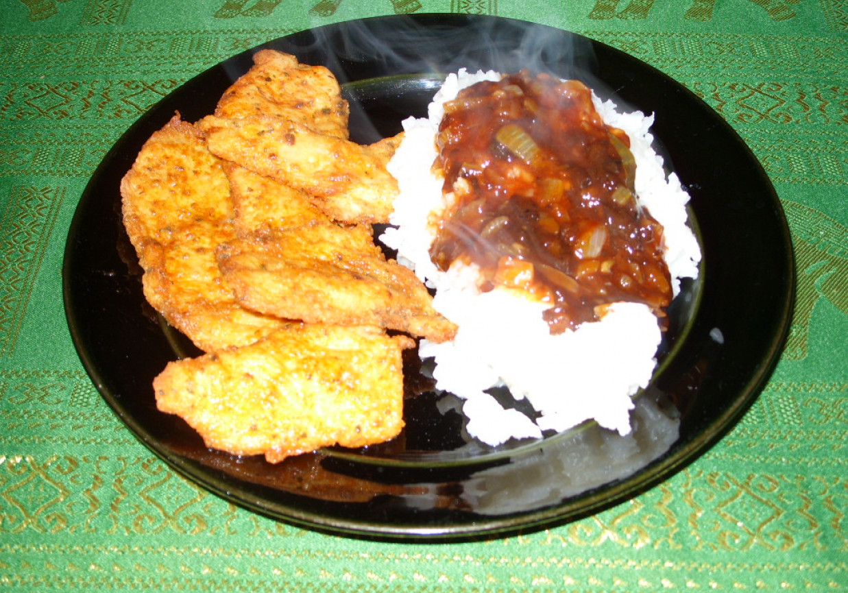 Pierś z kurczaka z ryżem i sosem słodko-kwaśnym foto