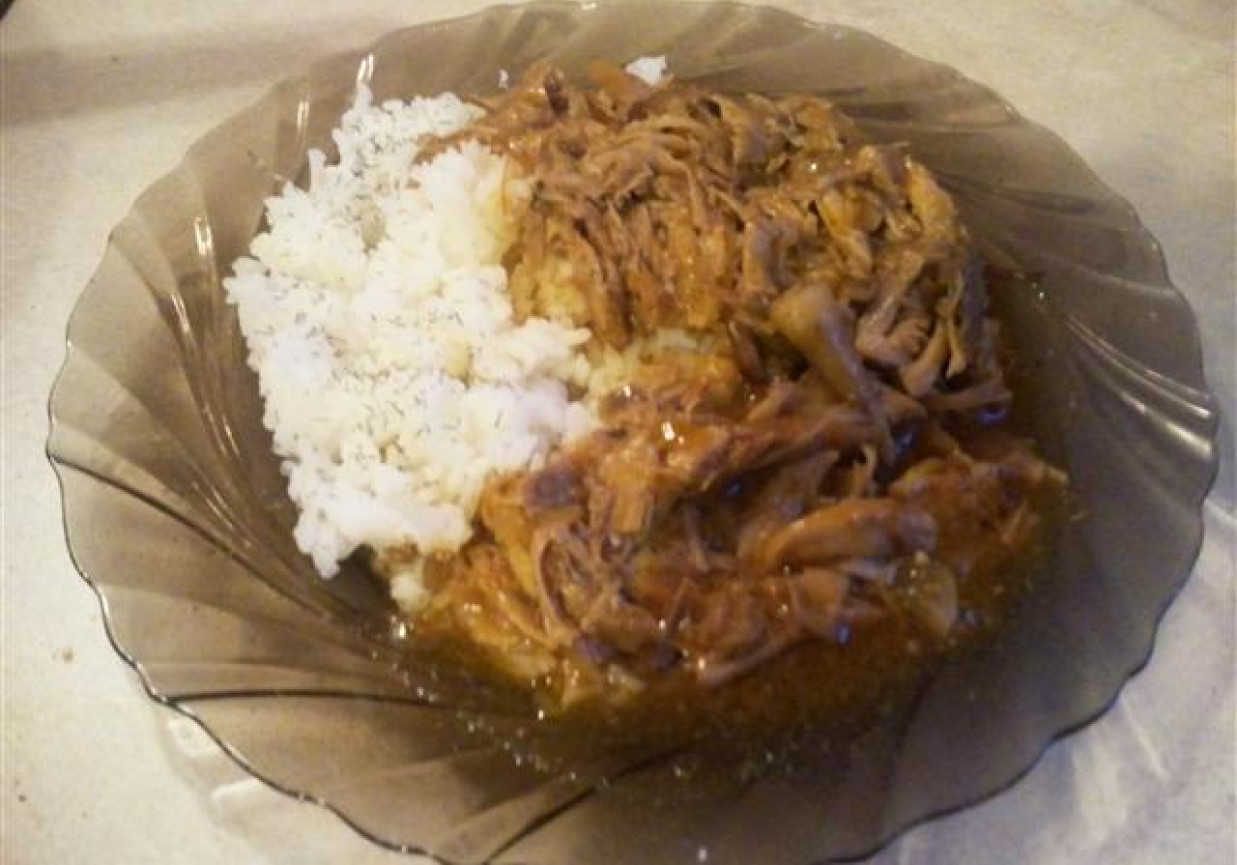Pikantny gulasz drobiowy z ryżem foto