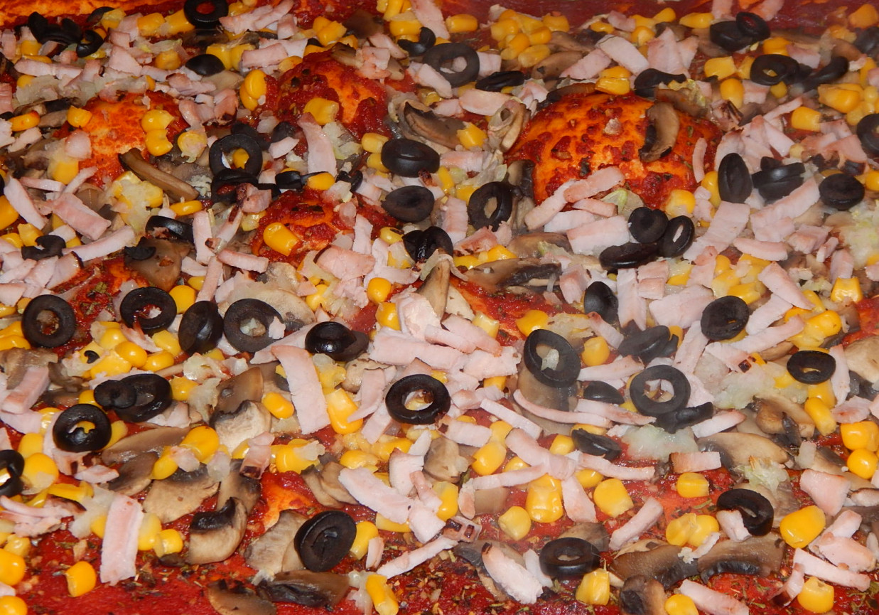 Pizza domowa na cieście pszenno-żytnim foto