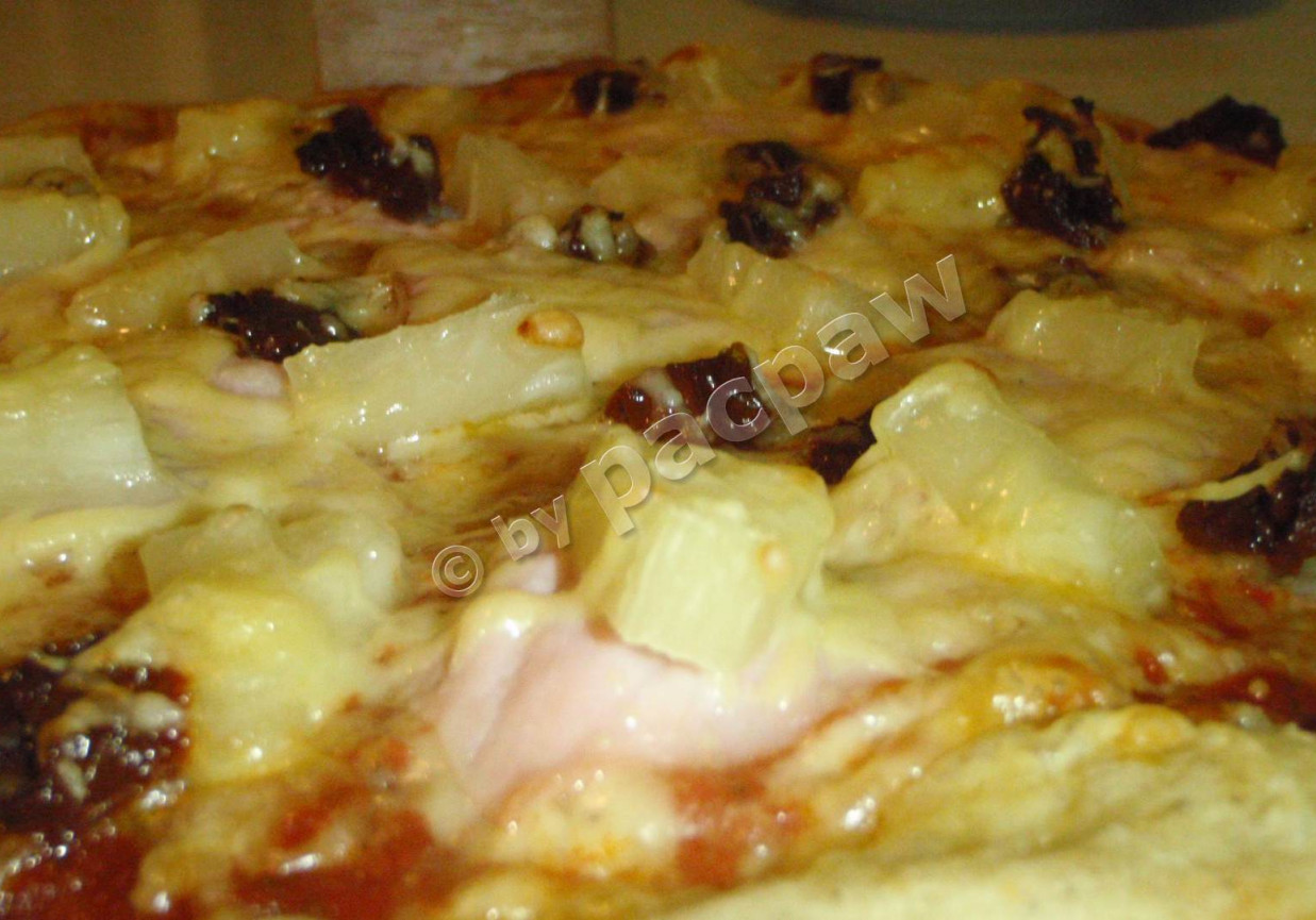 Pizza hawajska podwójnie serowa foto