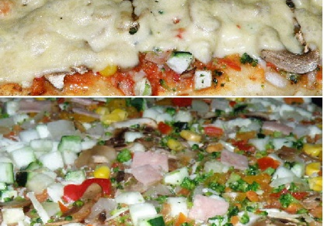 Pizza "śmieciowa" z warzywami i szynką foto