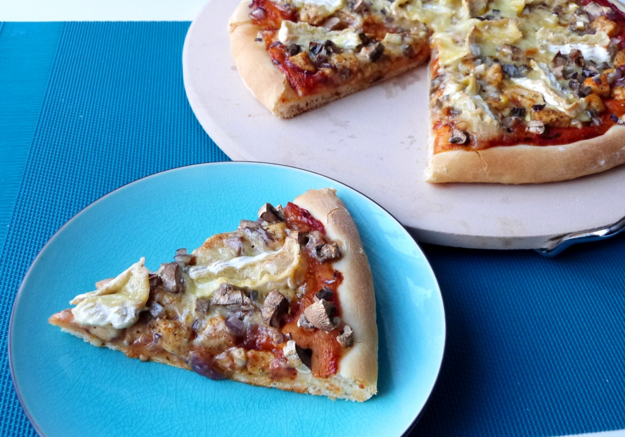 Pizza z mięsem i serem pleśniowym  foto