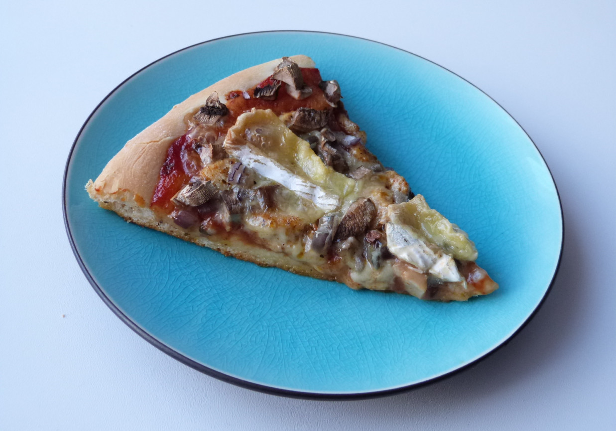 Pizza z mięsem i serem pleśniowym  foto