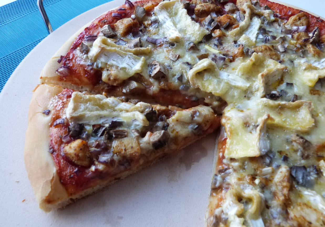 Pizza z mięsem i serem pleśniowym  foto