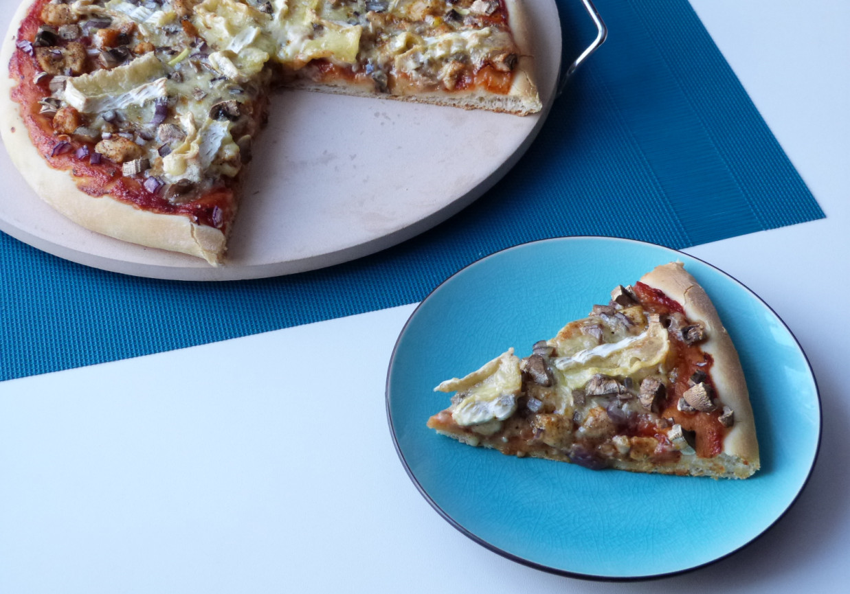 Pizza z mięsem i serem pleśniowym  foto