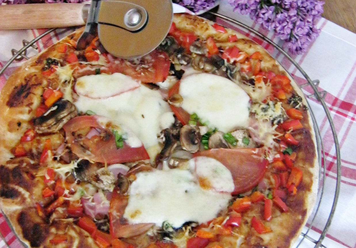 Pizza z mozzarellą i pomidorami foto