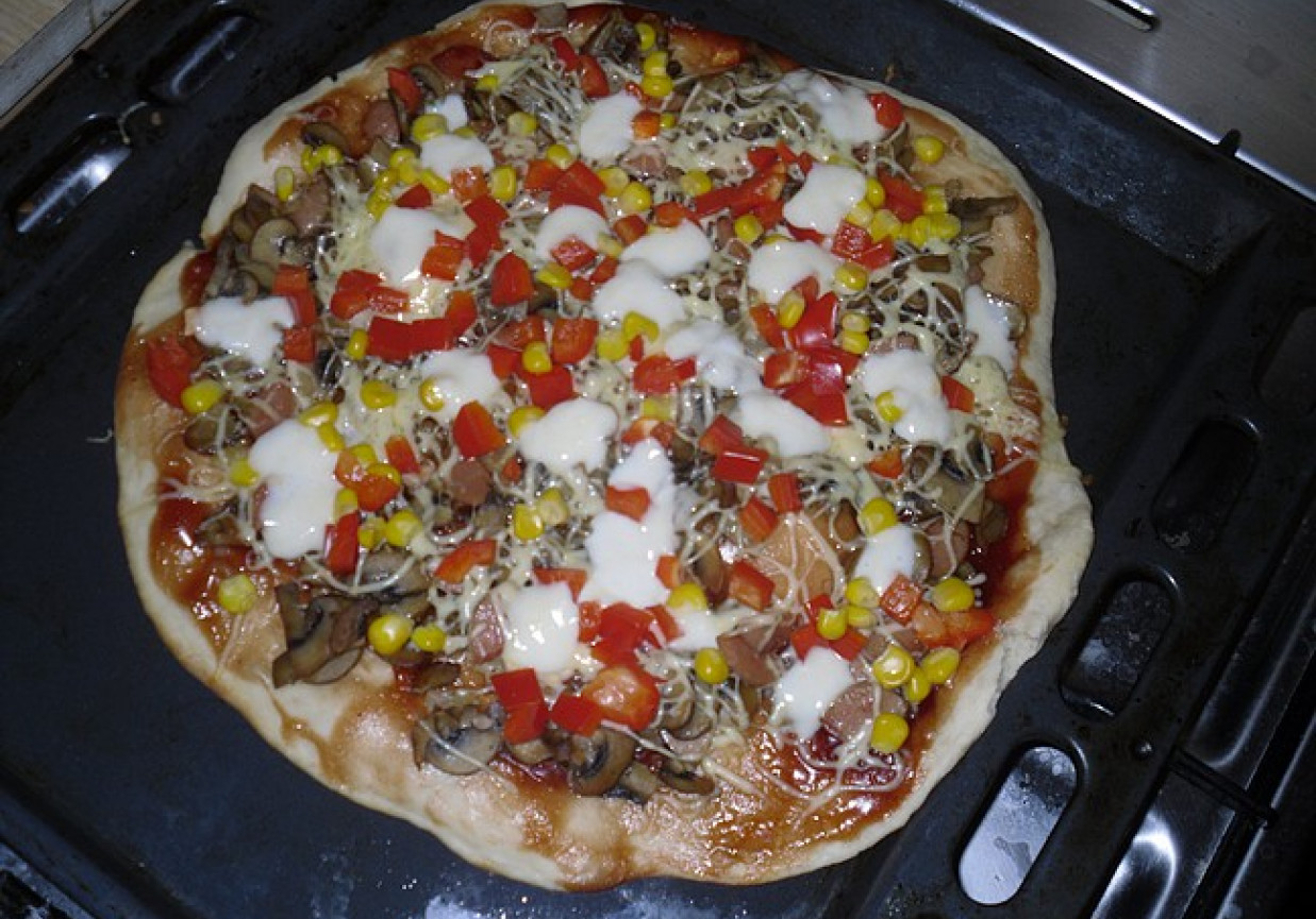 Pizza z papryką i mozarellą foto