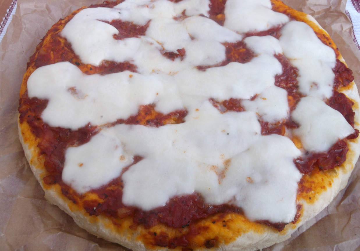 Pizza z pomidorowym sosem i mozzarellą. foto