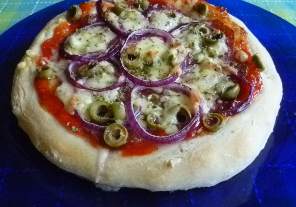 Pizza z salami i oliwkami  foto
