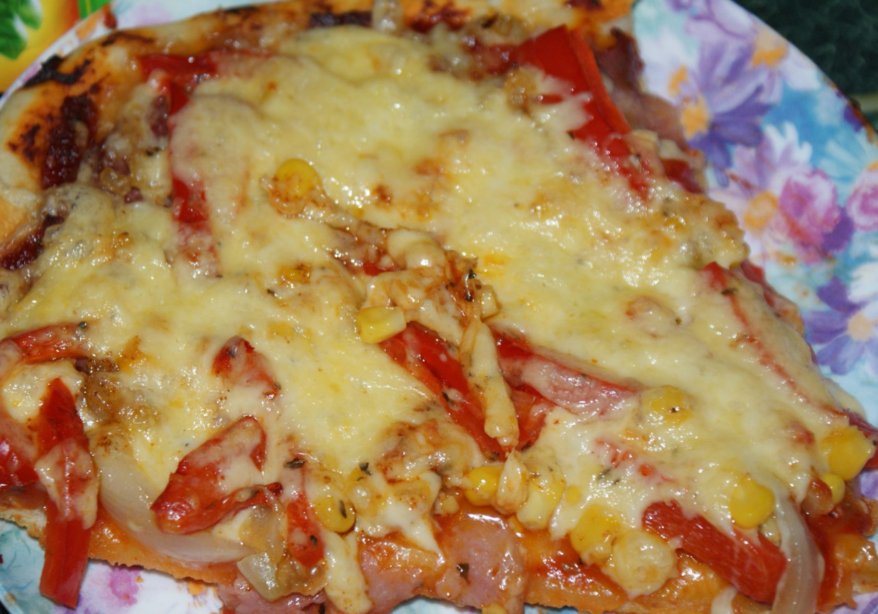 Pizza z salami i papryką foto
