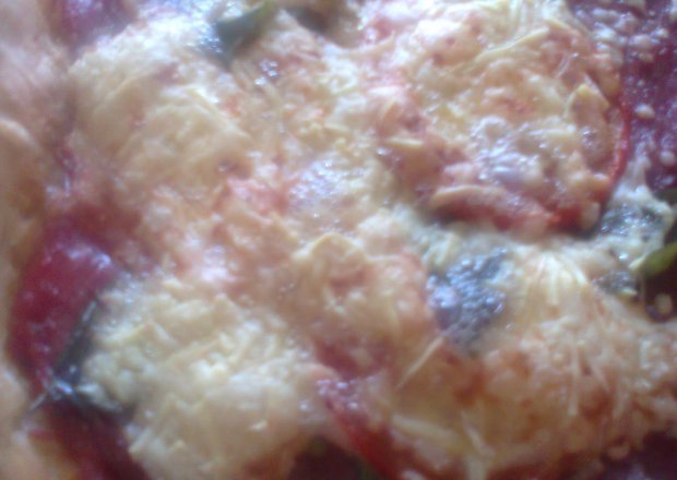 Fotografia przedstawiająca Pizza z salami i serem greckim
