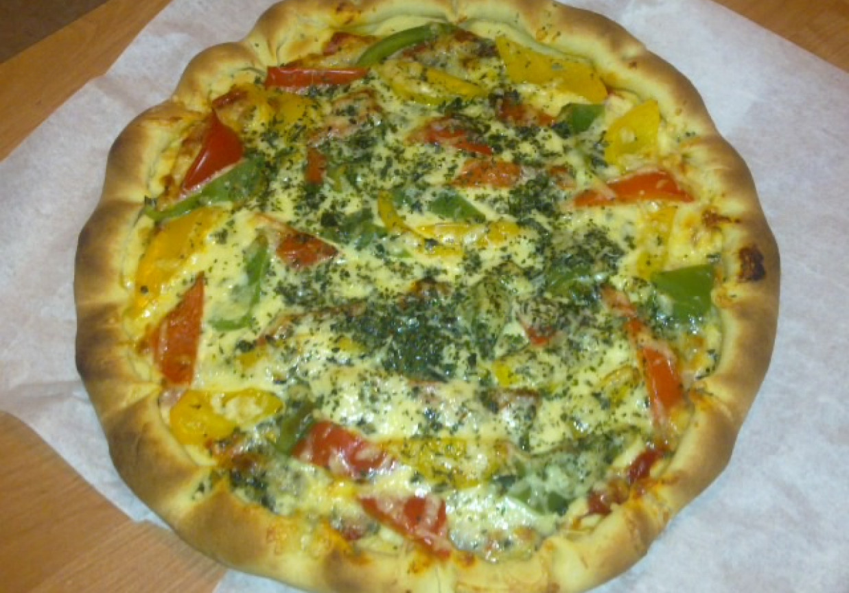 Pizza z Serem i Kolorową Papryką foto