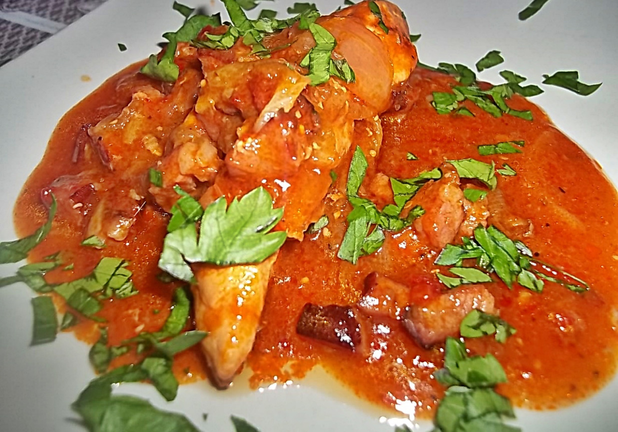 Polędwiczki w sosie pomidorowym z miodem foto