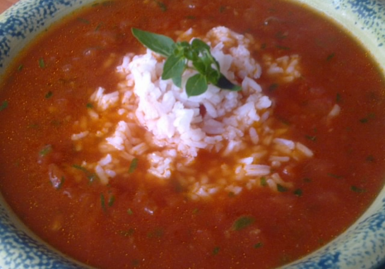 Pomidorowa z ryżem i ziołami foto