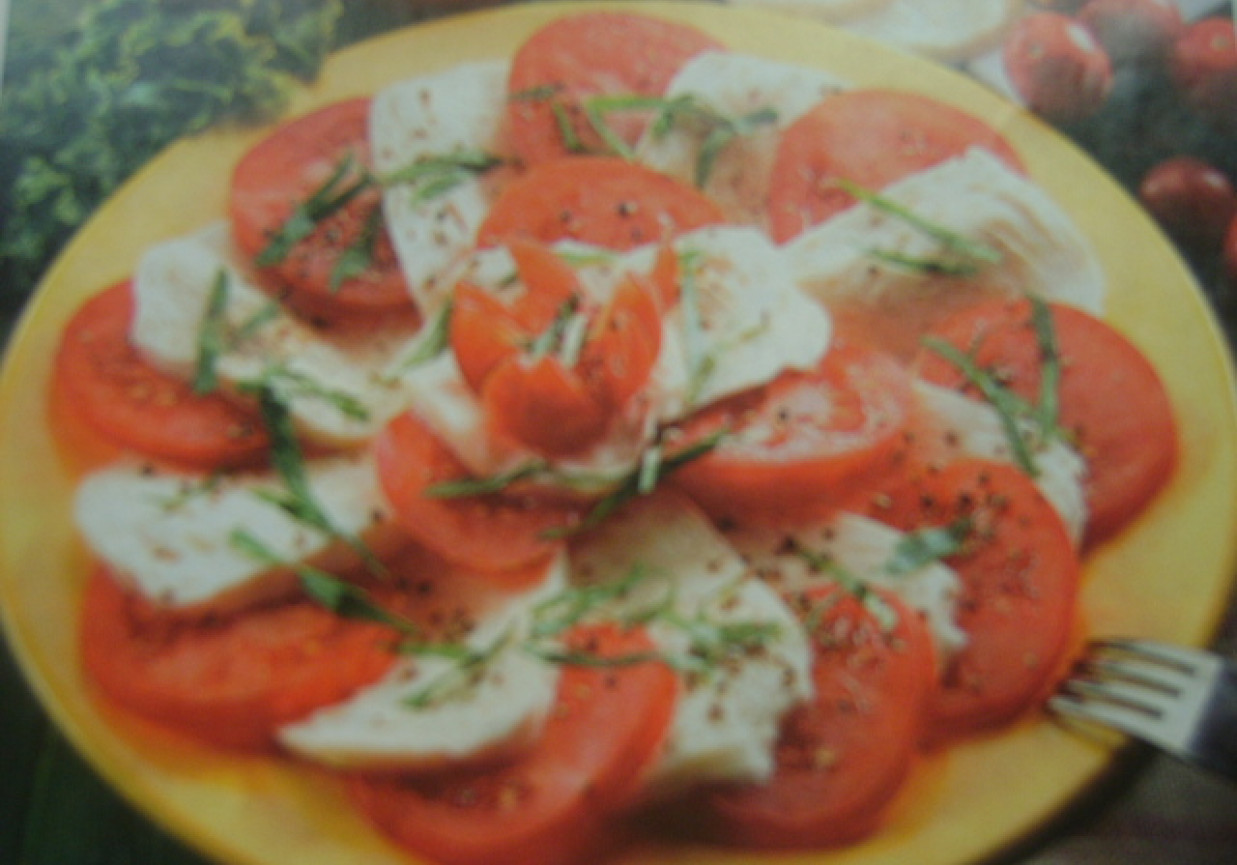 Pomidory z bazylią i serem feta foto