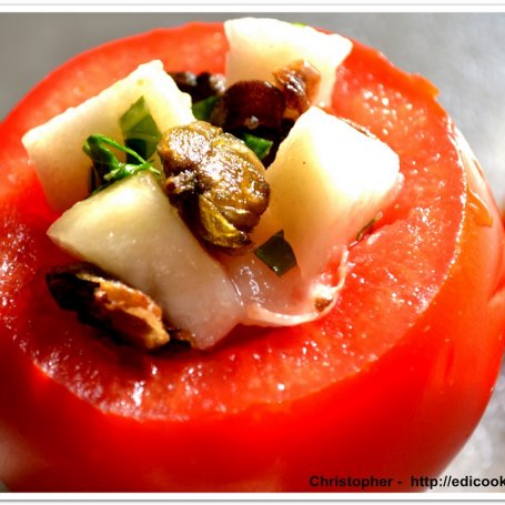 Krok 5 - Pomidory zapiekane z gruszką i smażonymi kaparami foto