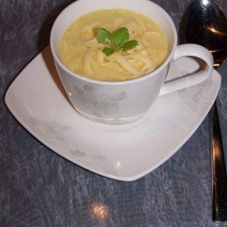 Krok 4 - Pora na pora , czyli zupa krem z dodatkiem żółtego sera:) foto