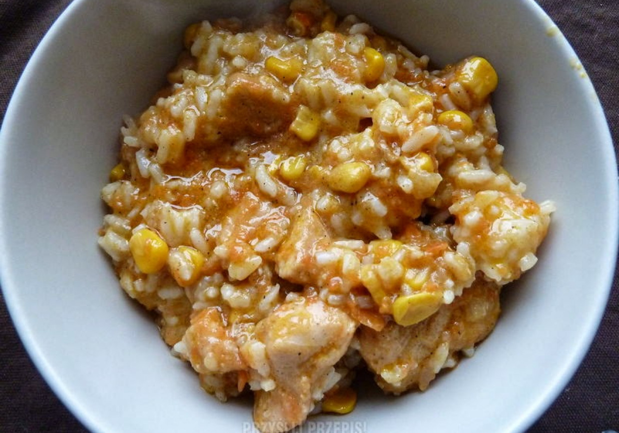 Potrawka z kurczaka z marchewką i kukurydzą foto
