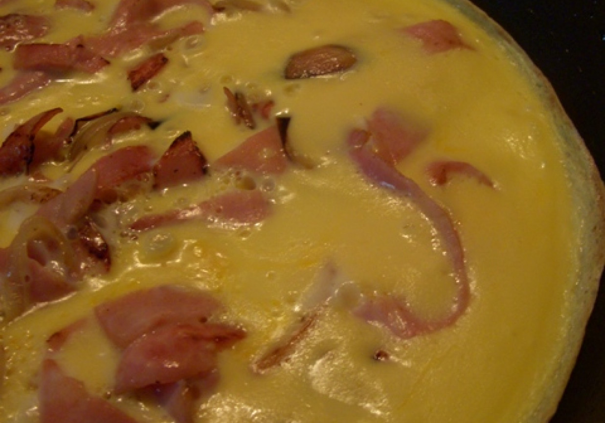 Puszysty omlet z szynką foto
