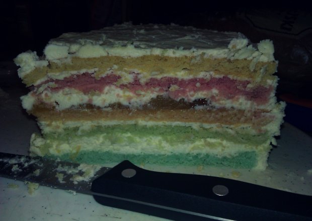 Fotografia przedstawiająca Rainbow Cake tort urodzinowy