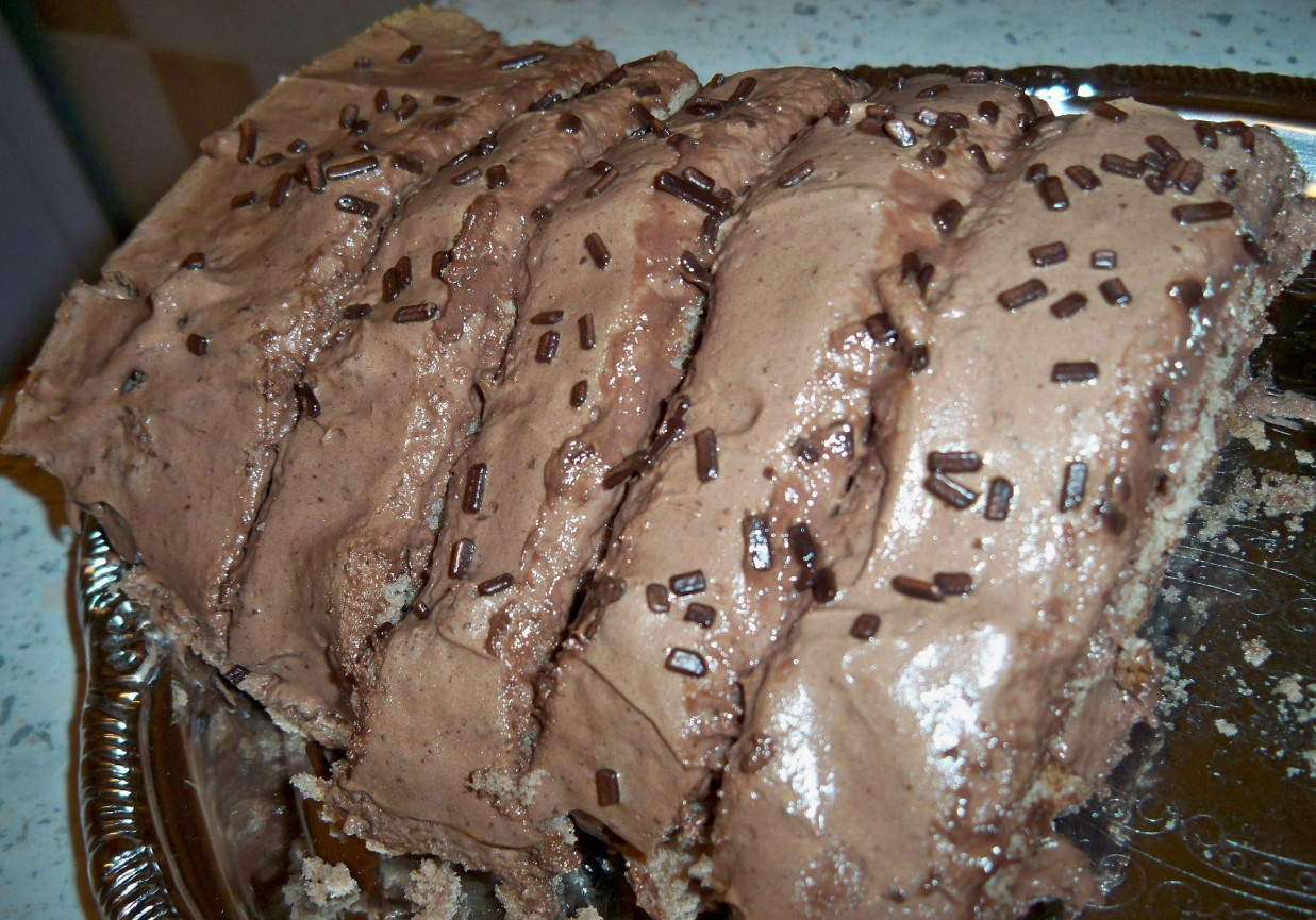 Rolada czekoladowa z kremem czekoladowym foto