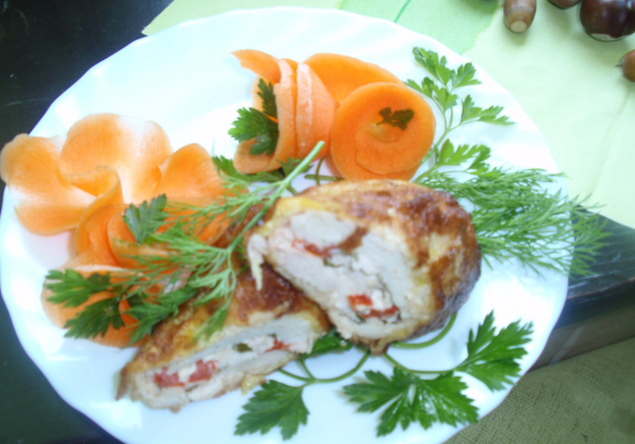 Roladki z piersi kurczaka z papryką marynowaną foto
