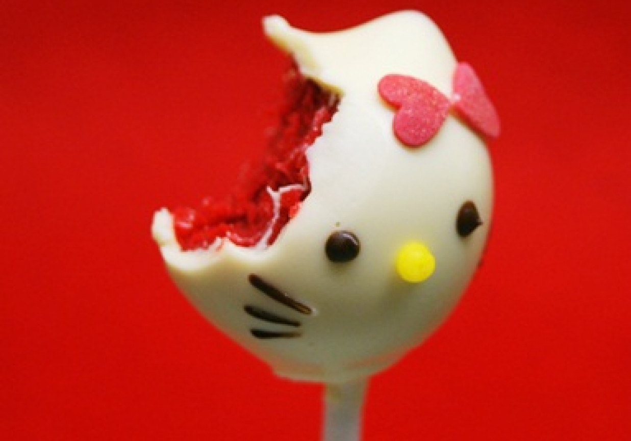 Różane cake pops Hello Kitty foto