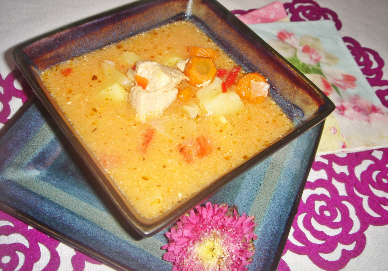 Rozgrzewająca zupa a'la gulaszowa ze schabem i warzywami foto