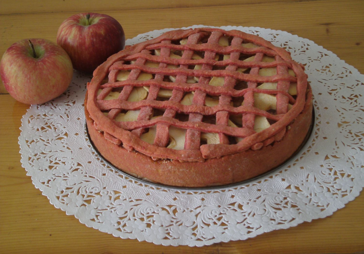 Różowy jabłecznik z kisielem foto