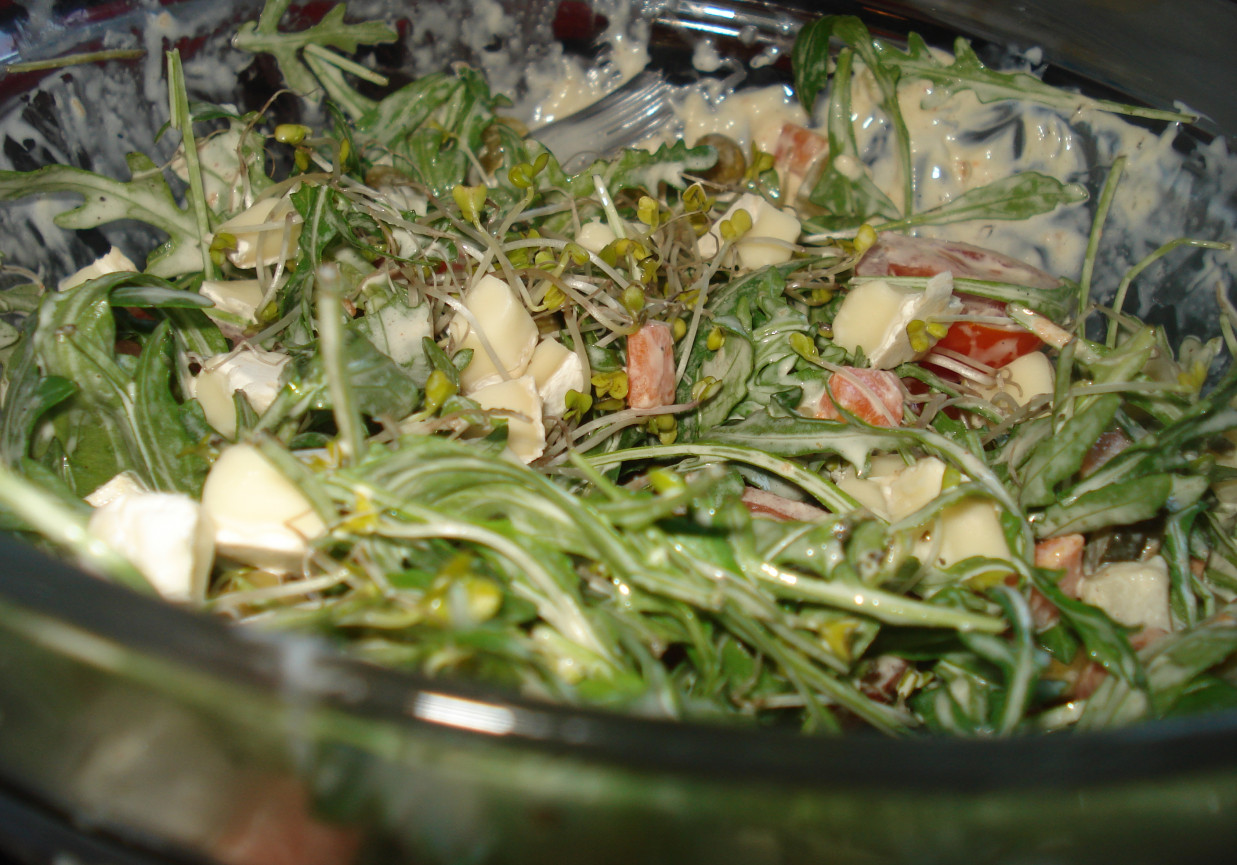 Rukola z mieszanką warzywną, Camembertem i kiełkami :) foto