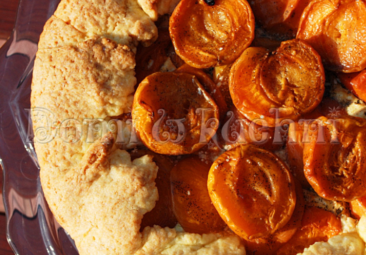 Rustykalna tarta z serem i morelami foto