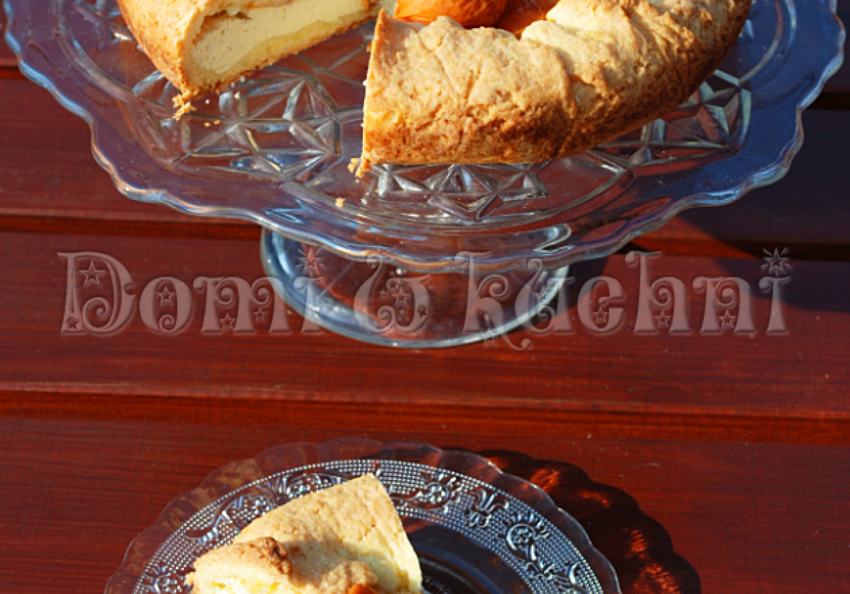 Rustykalna tarta z serem i morelami foto