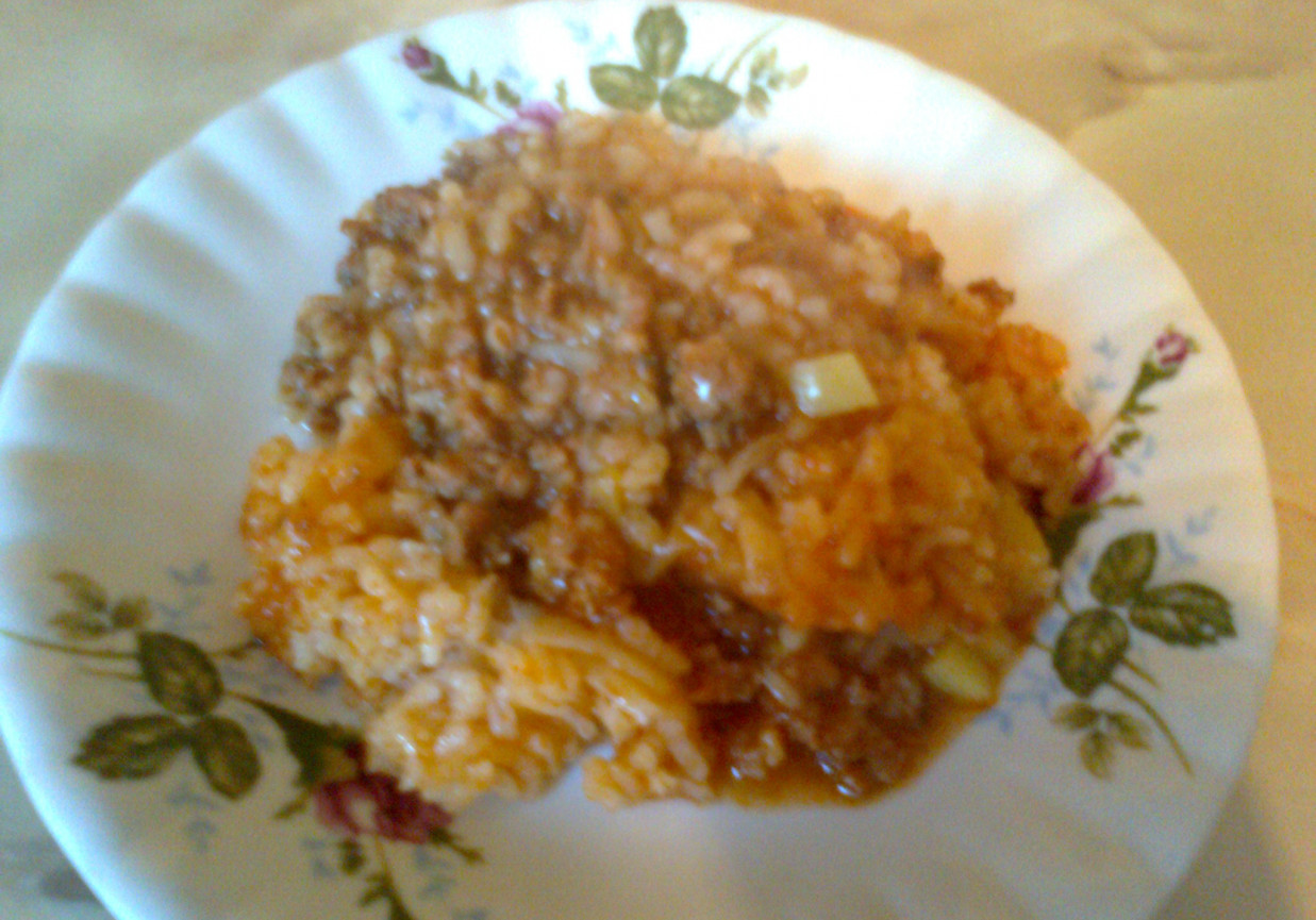 Ryż z mięsem mielonym i porem foto