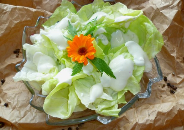 Fotografia przedstawiająca sałata z sosem śmietanowym