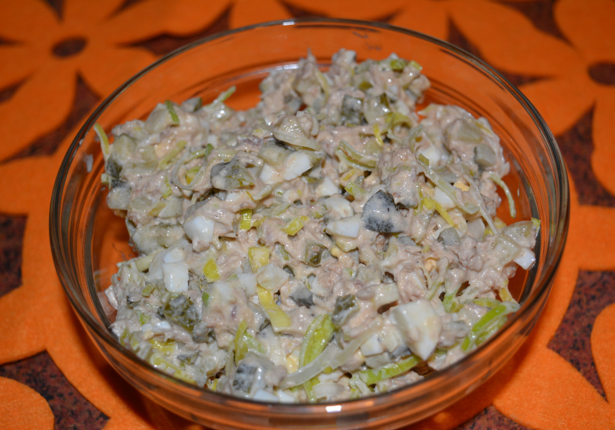 Sałatka porowa z tuńczykiem i jajem foto