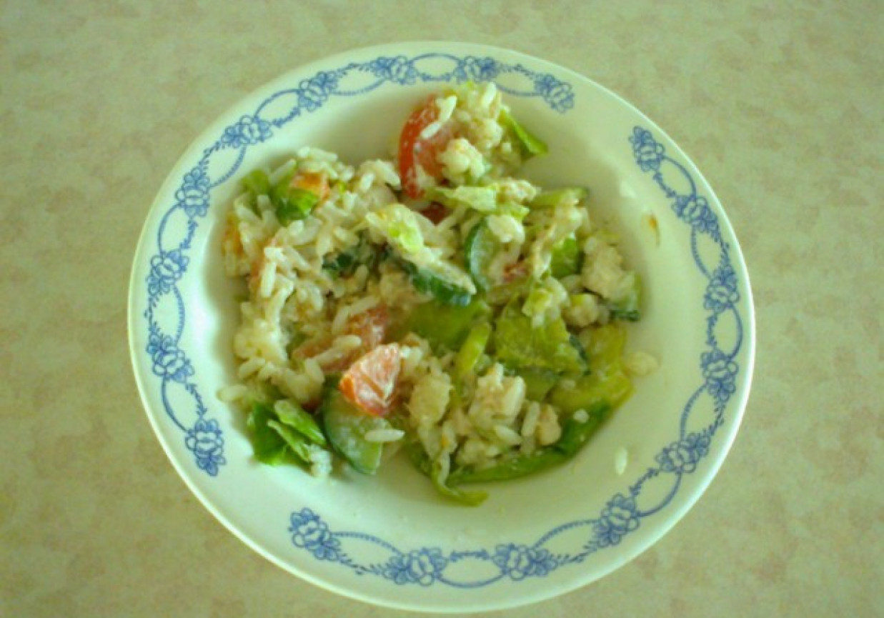 Sałatka: ryż, kurczak i warzywa foto