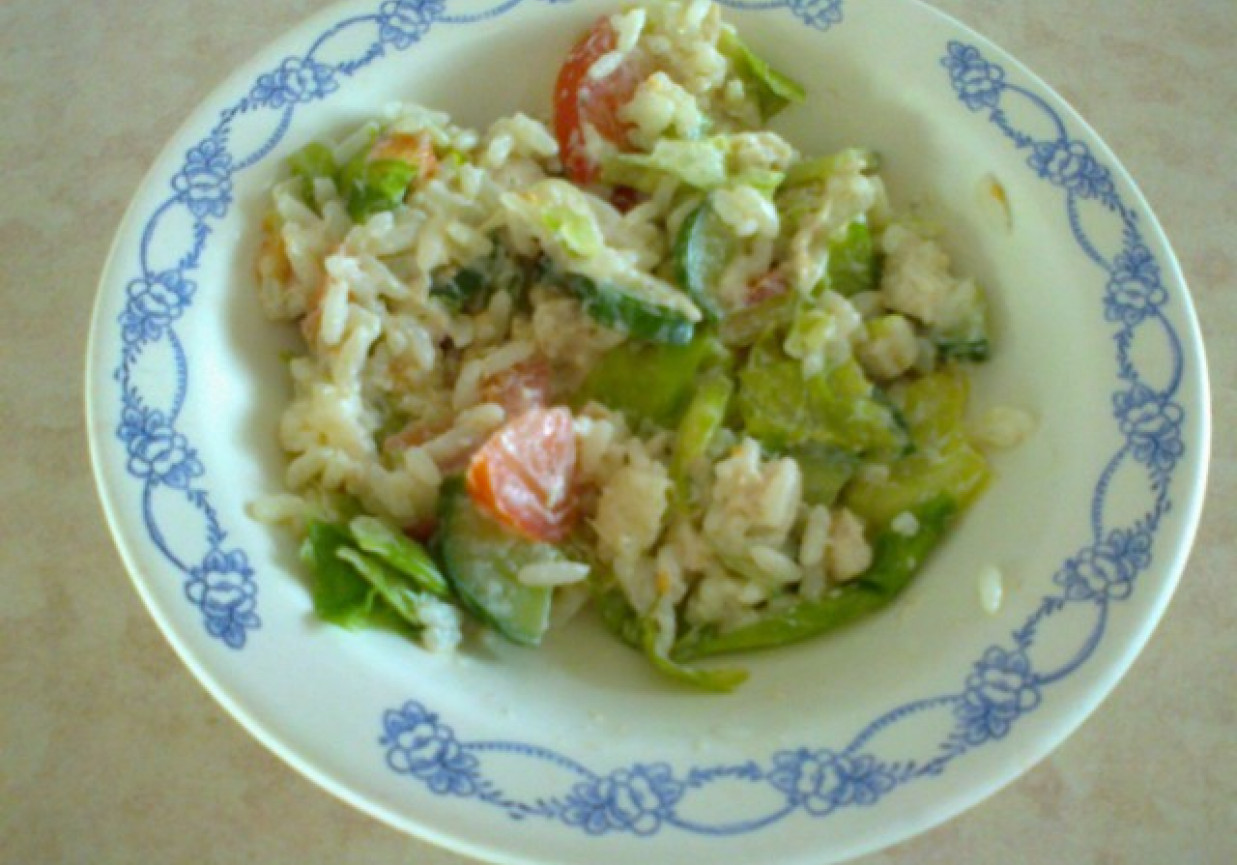 Sałatka: ryż, kurczak i warzywa foto